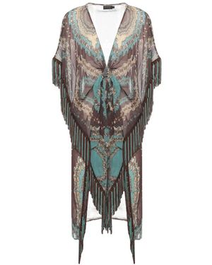 Miss Bikini Jassen ,Bruin ,Kaftan Met Franjes - Grijs