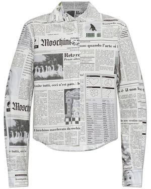 Moschino Overhemden ,Wit ,Katoen Shirt Met Print - Grijs