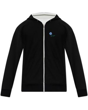 KENZO Hoodies & Sweatvesten ,Zwart ,Katoen Tulip Reversible Zip Up Hoodie