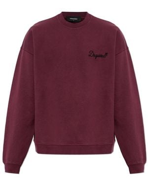 DSquared² Hoodies & Sweatvesten ,Rood ,Katoen D2 Signature Relax Fit Crewneck - Paars