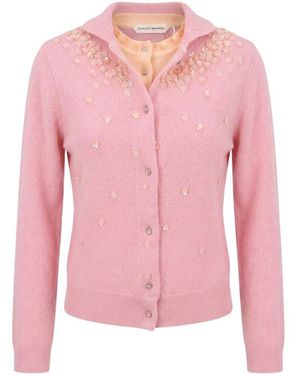 August Barron Double Embroidered Cardigan - Pink