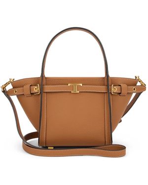 Tod's Tassen ,Bruin ,Leer Mini T Signature Leder Tote Bag