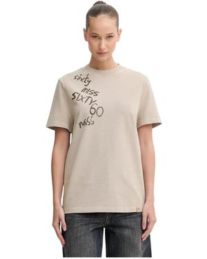 Miss Sixty Tops ,Katoen Geborduurd T-Shirt - Naturel