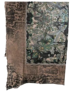 Avant Toi Handgeschilderd Paisley Foulard Sjaal - Groen