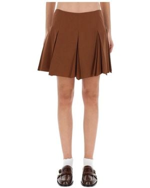 Marni Rokken ,Bruin ,Wol Geplooide A-Lijn Mini Rok