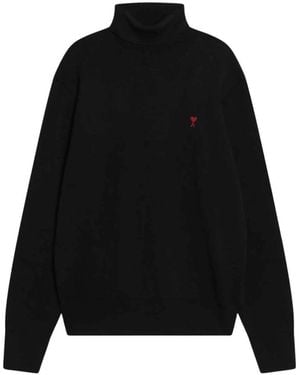 Ami Paris Truien & Vesten ,Zwart ,Wol Ami De Coeur Turtle Neck Sweater