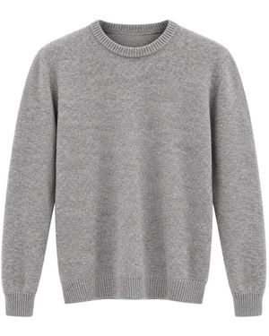 Roberto Collina Truien & Vesten ,Grijs ,Leer Essential Luxury Crewneck
