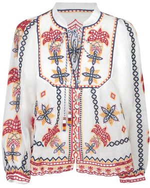 FARM Rio Bohemian Bestickte Weiße Bluse - Rot