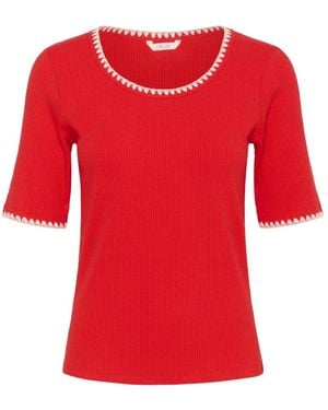 Cream Round-Neck Knitwear - Rouge