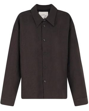 Studio Nicholson Overhemden ,Bruin ,Wol Nostra Shirt - Zwart