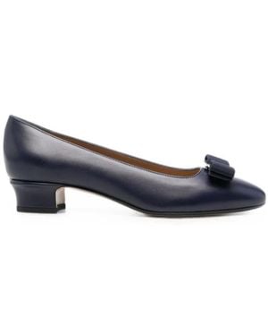 Ferragamo Leather Court Shoes - Blue