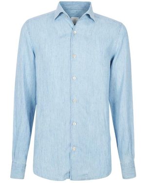 Eleventy Overhemden ,Blauw ,Linnen Ls Shirt