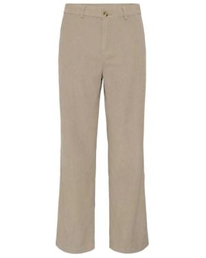 Cream Wide Trousers - Grey