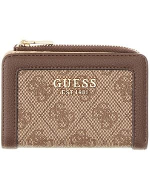 Guess Accessoires ,Bruin ,Polyester Lindsey Slg Zip Around Portemonnee
