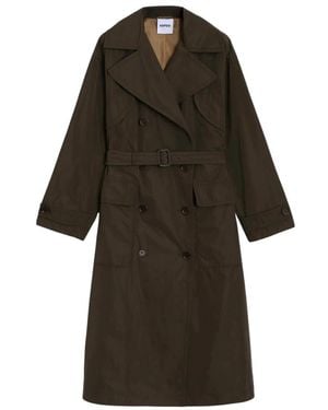 Aspesi Grüner Wasserdichter Taffeta Trenchcoat - Schwarz