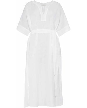Eres Kleedjes ,Wit ,Linnen Koraal Linnen Kaftan Met Korte Mouwen