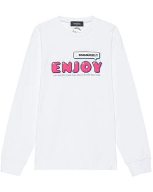 DSquared² T-Shirt Met Lange Mouwen - Wit