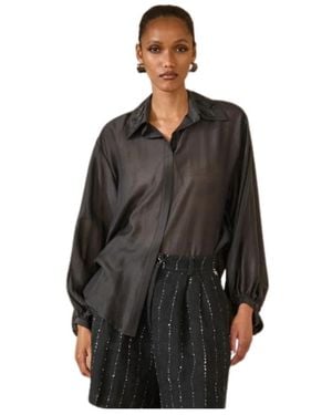 Souvenir Clubbing Shirt Aus Transparentem Stoff Mit Perlenkragen - Schwarz