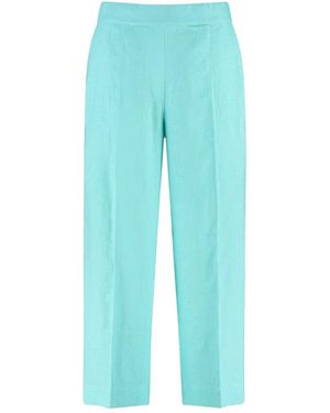 Taifun Bequeme Leinen Culotte Hose - Blau