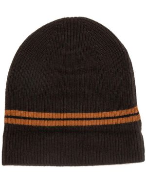 ZEGNA Accessoires ,Bruin ,Kasjmier Geribbelde Kasjmier Muts - Zwart