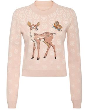 Philipp Plein Rundhalspullover Mit Feen-Stickerei-Monogramm - Pink