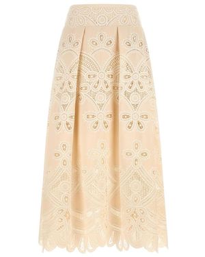 Elie Saab Geborduurde Lange Rok - Naturel