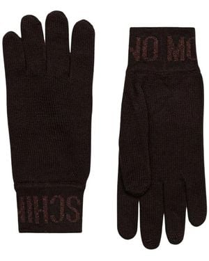 Moschino Logo-Strickhandschuhe Aus Rippstrickwolle - Schwarz