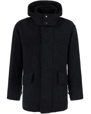 WOOYOUNGMI Jassen ,Grijs ,Wol Single-Breasted Coat - Zwart