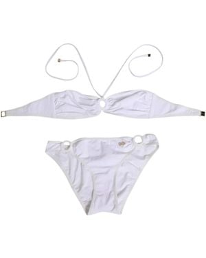 Dolce & Gabbana Weißer Logo-Badeanzug Bandeau+Brief
