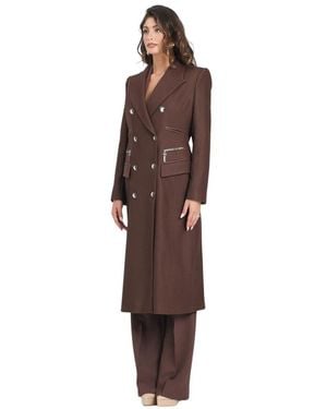 Elisabetta Franchi Double-Breasted Coats - Bruin