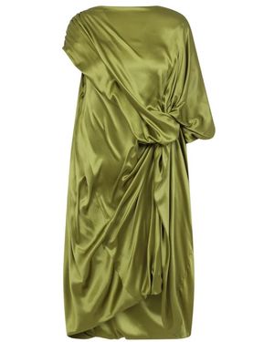 Dries Van Noten Knot Waist Draped Silk Dress - Green