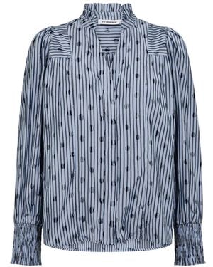 co'couture Elegante Dot V-Ausschnitt Bluse - Blau