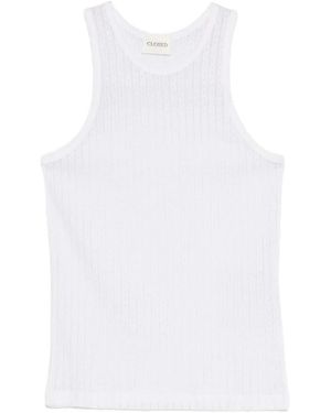 Closed Sleeveless Tops - White