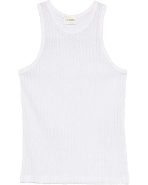Closed Pointelle Knit Racerback Top - Wit