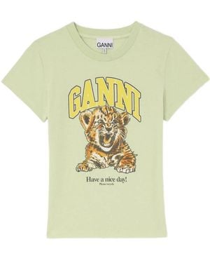 Ganni Baby Fit T-Shirt Mit Tiger - Gelb