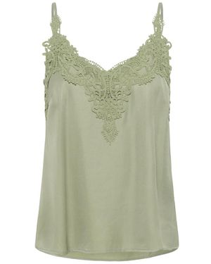 Cream Sleeveless Tops - Green