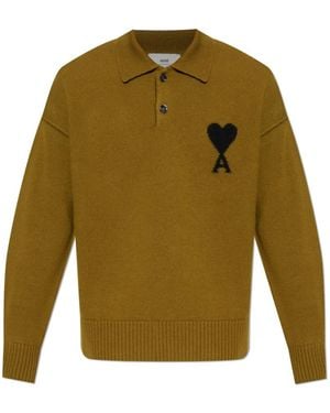 Ami Paris V-Neck Knitwear - Green