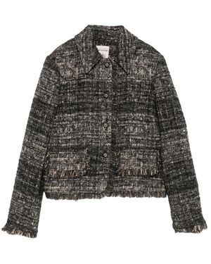 Semicouture Jassen ,Grijs ,Tweed Bouclé Tweed Jas