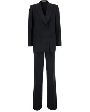Tagliatore Double Breasted Suits - Black