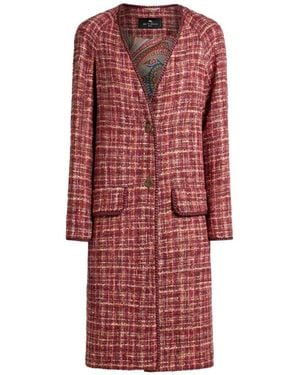 Etro Single-Breasted Coats - Rojo