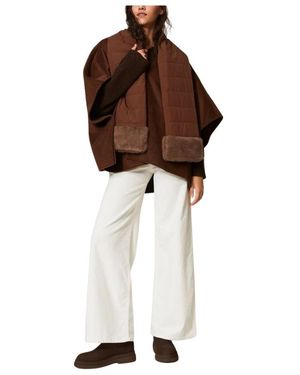 Twinset Jassen ,Bruin ,Polyester Darkness Cape