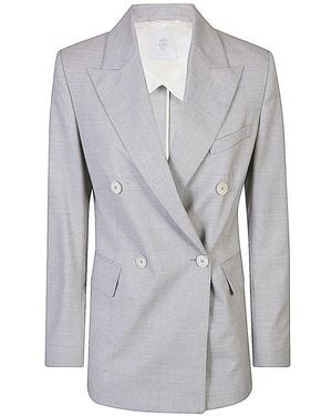 Eleventy Doppelreihiger Wollmischung Lurex Mantel - Grau