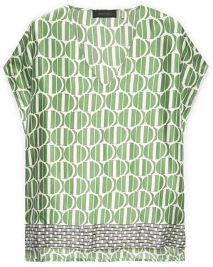 Elena Miro Overhemden ,Groen ,Satijn Geometrische Print Satijnen Blouse