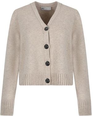 Tory Burch V-Neck Cardigan Sweaters - Natur