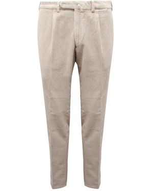 Santaniello Samthose Mit Geripptem Cord-Look - Natur