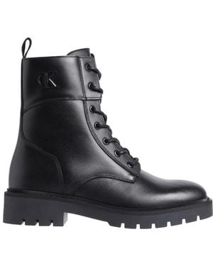 Calvin Klein Combat Boot Mid Zip - Schwarz