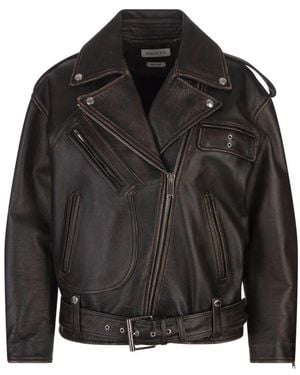 McQueen Leather Jackets - Black