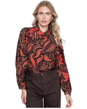 Geisha Bluse Mit Paisley-Print - Rot