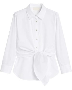 iBlues Poplin Blouse Met Knoop Aan De Voorkant - Wit