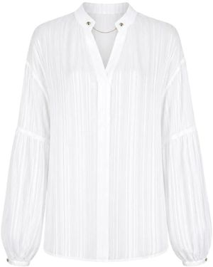 Liu Jo Overhemden ,Wit ,Viscose Plissé Blouse
